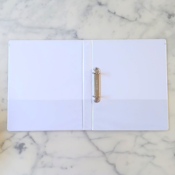 Bantex White 1-Inch 2 Ring View Front/Back Binder with 2 Clear Interior Pockets. - Picture 2 of 3